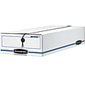 Bankers Box® Liberty® Storage Box With String & Button Closure, Check, 23" x 9" x 4", 60% Recycled, White/Blue 1 thumbnail image