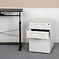 Flash Furniture Ergonomic 21"D Vertical 3-Drawer Mobile Locking Filing Cabinet, Metal, White