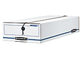 Bankers Box® Liberty® Standard-Duty Storage Box With String & Button Closure, 23 1/4" x 10 3/4" x 4 5/8", 60% Recycled, White/Blue