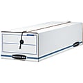 Bankers Box® Liberty® Standard-Duty Storage Box With String & Button Closure, 23 1/4" x 9 1/2" x 6", 60% Recycled, White/Blue