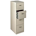 Realspace 18"D 4-Drawer Metal Vertical Letter-Size File Cabinet, Stone 1 thumbnail image