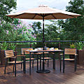 Flash Furniture Lark 7-Piece Outdoor Patio Dining Table Set, 29-1/2"H x 30"W x 48"D, Tan
