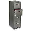 Realspace 18"D 4-Drawer Vertical Letter-Size File Cabinet, Metallic Charcoal 1 thumbnail image
