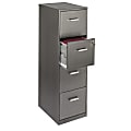 Realspace® 18”D Vertical 4-Drawer File Cabinet, Metallic Charcoal