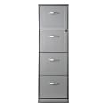 Realspace® 4-Drawer File Cabinet, 46 3/8"H x 14 1/4"W x 18"D, Metallic Silver