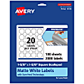 Avery® Print-To-The-Edge TrueBlock® Labels With Sure Feed®, 94110-TWMP100, Square Scalloped, 1-5/8" x 1-5/8", Matte White, Pack Of 2000 1 thumbnail image