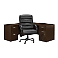 Bush Business Furniture Components Elite 72"W Bow-Front L-Shaped Desk With File Cabinets And Big And Tall Office Chair, Mocha Cherry, Premium Installation 1 thumbnail image