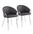 LumiSource Claire Contemporary/Glam Accent Chairs, Chrome/Gray, Set Of 2 Chairs