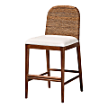 Nadim Modern Bohemian Natural Seagrass and Acacia Wood Counter Stool