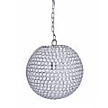 LumiSource Crystal Globe Contemporary Pendant Ceiling Lamp, 16”W, Chrome