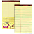 TOPS™ Law-Ruled Writing Pad, 8 1/2" x 14", 50 Sheets, Canary