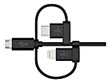 Belkin® Universal Micro-USB, USB Type-C And Lightning Cable, 4', Black, F8J050BT04-BLK