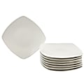 Gibson Zen Buffetware Ceramic Square Dinner Plates, 10-3/4", White, Pack Of 8 Dinner Plates 1 thumbnail image