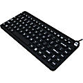 Man & Machine Premium Waterproof Disinfectable Silent 12" Keyboard - Cable Connectivity - USB Interface - English, French - Computer - PC, Mac - Industrial Silicon Rubber Keyswitch - Black