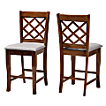 Baxton Studio Aria Counter Stools, Gray/Walnut, Set Of 2 Stools 1 thumbnail image