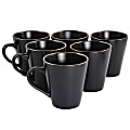 Elama Paul 6-Piece Stoneware Mug Set, 12 Oz, Matte Black/Gold 1 thumbnail image