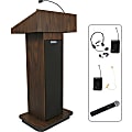 AmpliVox SW505 - Wireless Executive Sound Column Lectern - Rectangle Top - Sculpted Base - 20.75" Table Top Width x 16.50" Table Top Depth - 47" Height x 22" Width x 18" Depth - Assembly Required - High Pressure Laminate (HPL), Walnut