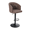 ALPHA HOME Adjustable Swivel PU Leather Round Bar Stool With Back, Brown/Black