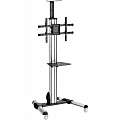 StarTech.com TV Cart - For 32" to 75" Displays - AV Cart - Height Adjustable - Lockable Wheels - Flat Screen TV Cart - Media Cart on Wheels - 1 Shelf - 88.40 lb Capacity - 4 Casters - Steel, Aluminum, Plastic - 27.6" Length x 32.6" Width x 84.3" Height