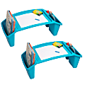 Mind Reader Kids Lap Desk Activity Tray Portable Drawing Lap Desk With Side Storage, 8-1/2"H x 10-3/4"W x 22-1/4"D, Blue, Set Of 2 1 thumbnail image