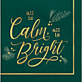 Amscan Christmas Calm And Bright Lunch Napkins, 6-1/2" x 6-1/2", Green, Pack Of 48 Napkins