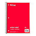 C-Line Wide Rule Spiral Notebooks, 8" x 10-1/2", 1 Subject, 70 Sheets, Red, Case Of 24 Notebooks