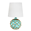 Lalia Home Maritime Glass And Rope Table Lamp, 14-3/4"H, White/Aqua 1 thumbnail image