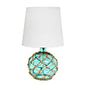 Lalia Home Maritime Glass And Rope Table Lamp, 14-3/4"H, White/Aqua