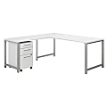 Bush Business Furniture 400 Series 72"W L Shaped Desk with 48"W Return and 3 Drawer Mobile File Cabinet, White, Standard Delivery