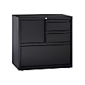 WorkPro® 30"W Lateral 2-Drawer File Cabinet With Storage, Metal, Black