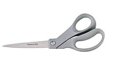 Fiskars® Office Scissors, 8", Bent Pointed, Gray