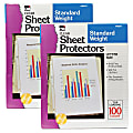 Charles Leonard Top-Loading Sheet Protectors, 8 1/2" x 11", Clear, 100 Per Pack, 2 Packs