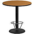 Flash Furniture Round Laminate Table Top With Round Bar Height Table Base And Foot Ring, 43-3/16”H x 42”W x 42”D, Natural
