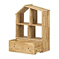 South Shore Sweedi 40"H 4-Cube Storage Bookcase With Bin, Natural Wood 1 thumbnail image