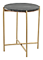 Zuo Modern David Iron Round End Table, 22”H x 17-3/4”W x 17-3/4”D, Gray/Gold