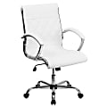 Flash Furniture Designer LeatherSoft™ Faux Leather Mid-Back Swivel Office Chair, White/Chrome