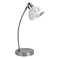 Simple Designs Desk Lamp with Porcelain Flower Shade, 20.28"H, White/Brushed Nickel
