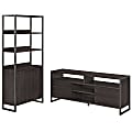 kathy ireland® Home by Bush Furniture Atria TV Stand And 5 Shelf Bookcase With Doors, Charcoal Gray, Standard Delivery 1 thumbnail image