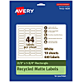 Avery® Recycled Paper Labels, 94209-EWMP10, Rectangle, 2/3" x 1-3/4", White, Pack Of 440