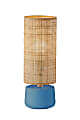 Adesso® Sheffield Table Lantern, 16"H, Rattan Shade/Turquoise Base 1 thumbnail image