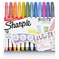 Sharpie S-Note Highlighters, Chisel Tip, Assorted Colors, Pack Of 12 Highlighters