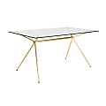 Eurostyle Atos Dining Table, 29-3/4”H x 60”W x 36”D, Matte Brushed Gold/Clear