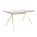 Eurostyle Atos Dining Table, 29-3/4”H x 60”W x 36”D, Matte Brushed Gold/Clear 1 thumbnail image