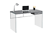 Monarch Specialties Computer Desk With Glass Base, Gray