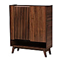 Baxton Studio Paricia Mid-Century Modern 38"W Finished Wood Shoe Cabinet, Walnut Brown