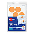Avery® Removable Color-Coding Labels, Removable Adhesive, 5476, Round, 1-1/4" Diameter, Neon Orange, Pack Of 400 Labels