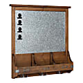 Kate and Laurel Stallard Framed Magnetic Board With Hooks, Metal, 24” x 24”, Silver, Rustic Brown Wood Frame 1 thumbnail image