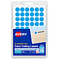 Avery® Color-Coding Removable Labels, 5050, Round, 1/2 Inch Diameter, Light Blue, Pack Of 840 Non-Printable Dot Stickers