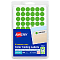 Avery® Color-Coding Removable Labels, 5052, Round, 1/2 Inch Diameter, Neon Green, Pack Of 840 Non-Printable Dot Stickers