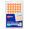 Avery® Color-Coding Removable Labels, 5062, Round, 1/2 Inch Diameter, Neon Orange, Pack Of 840 Non-Printable Dot Stickers